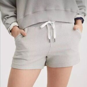 Aerie Shorts Corded Ribbed Striped Gray Drawstring size Medium